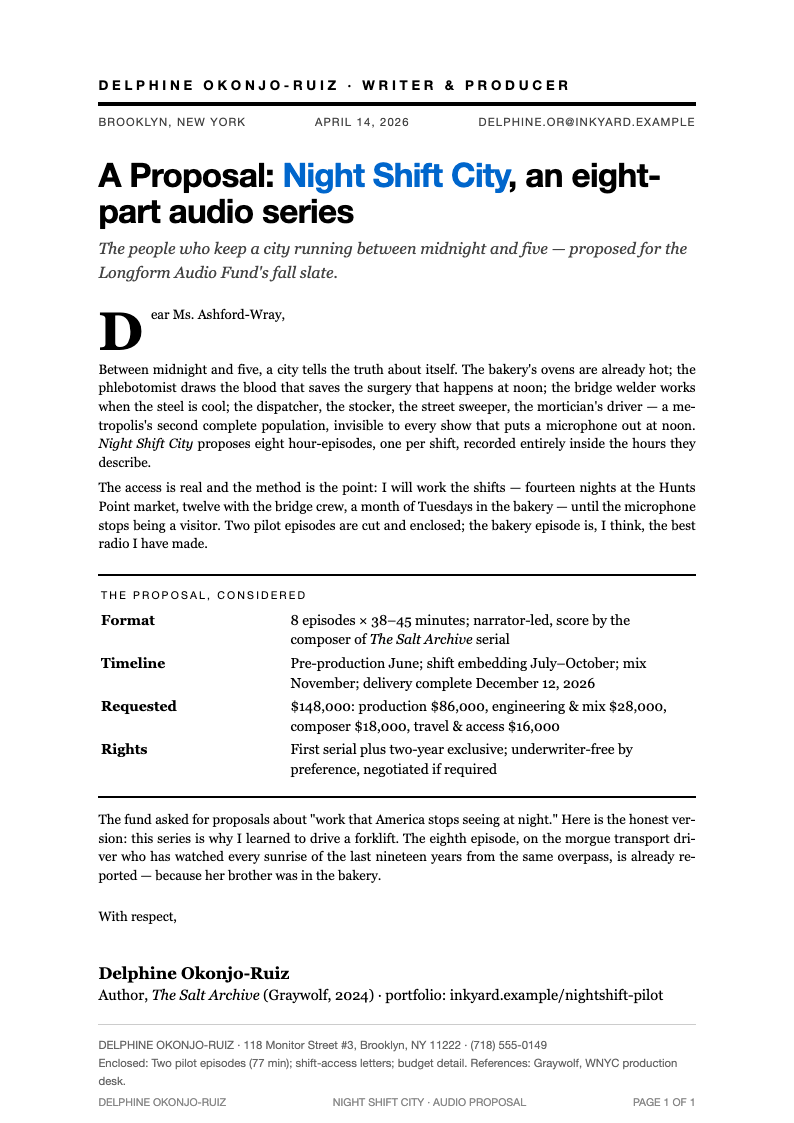 Typographic Only Proposal Request